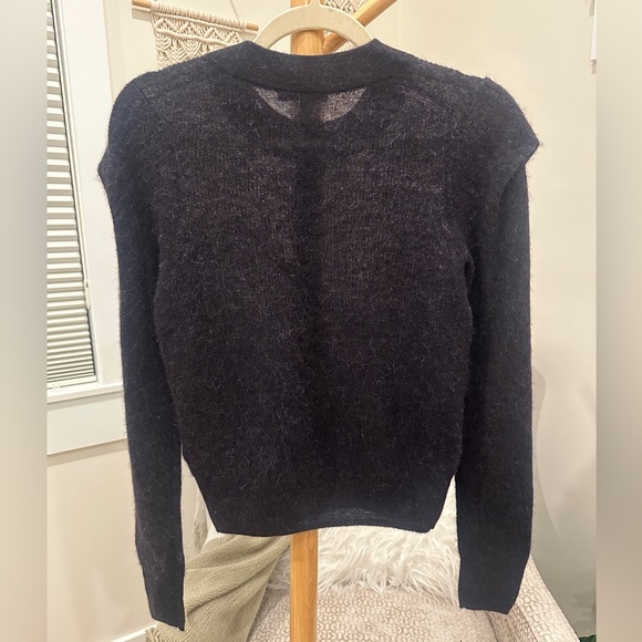 Madewell Charcoal Alpaca Blend Fuzzy Shoulder Detail Sweater XS - Picture 4 of 5